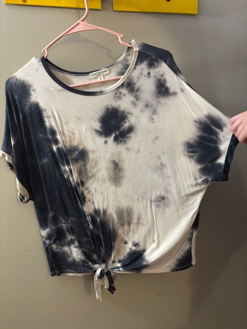 EARTHBOUND Blue & White Tie-Dye Short Sleeve Knot Front Tee